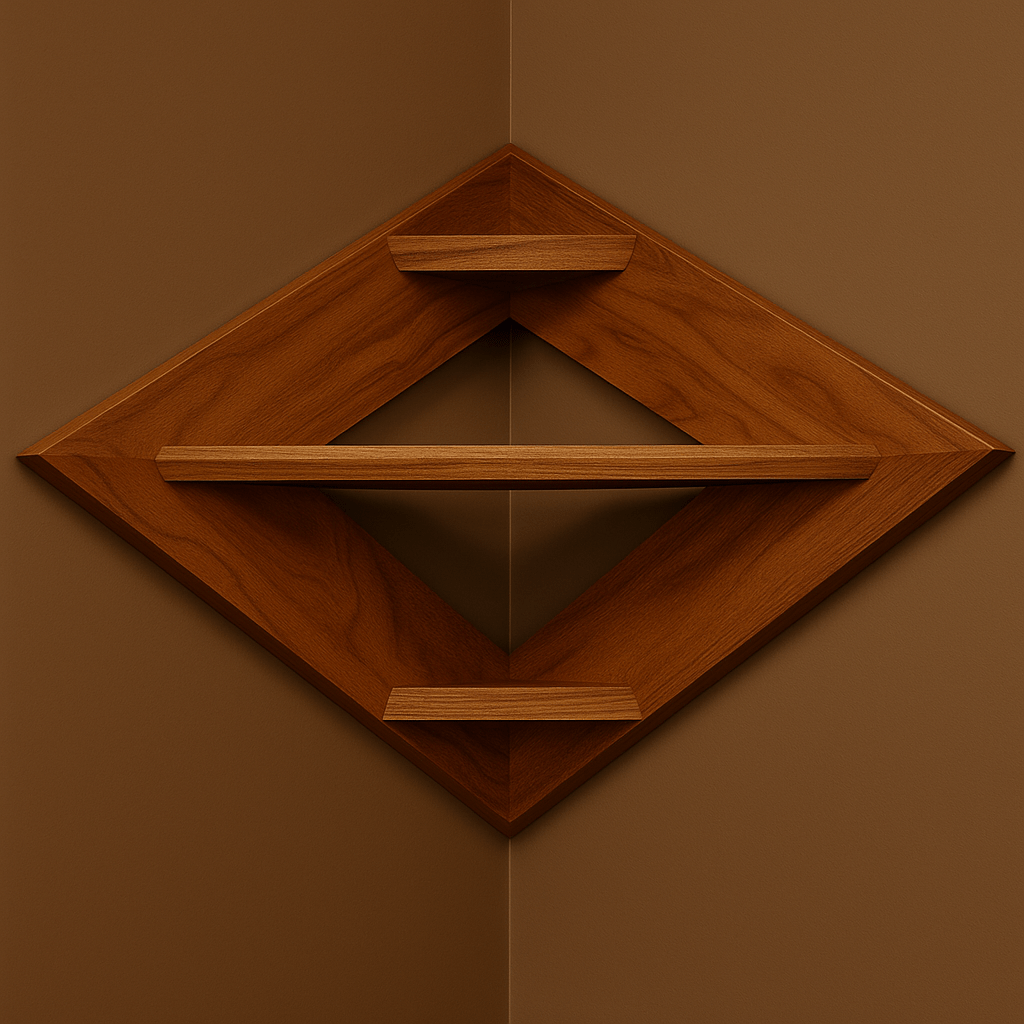 Modern Diamond Corner Shelf – Beige Wall Mounted Wooden Shelf for Living Room, Bedroom & Home Décor | Space - Saving Floating Design - Mini Wood Craft