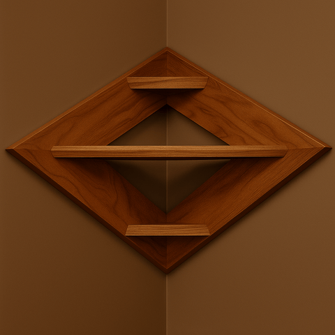 Modern Diamond Corner Shelf – Beige Wall Mounted Wooden Shelf for Living Room, Bedroom & Home Décor | Space - Saving Floating Design - Mini Wood Craft