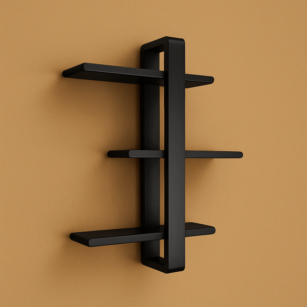 Modern Black Wall - Mounted Wooden Shelf | Luxury Floating Shelf for Living Room & Bedroom | Minimalist Home Decor Storage Rack - Mini Wood Craft
