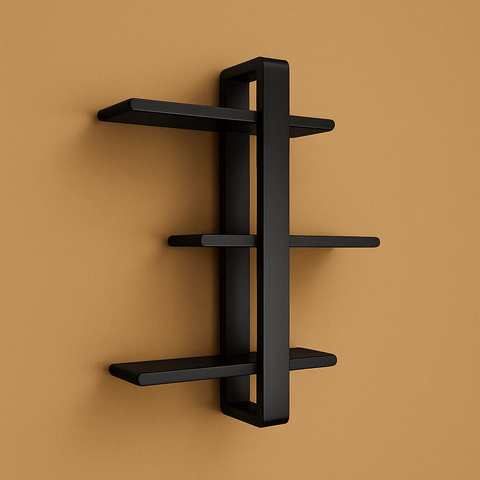 Modern Black Wall - Mounted Wooden Shelf | Luxury Floating Shelf for Living Room & Bedroom | Minimalist Home Decor Storage Rack - Mini Wood Craft