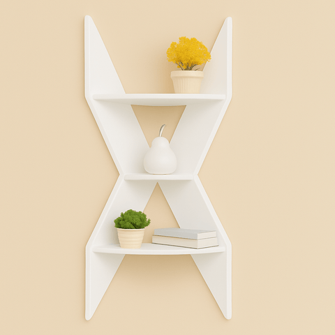 Modern Wooden Corner Shelf – Space Saving Wall Mounted Display Rack for Home & Office - Mini Wood Craft