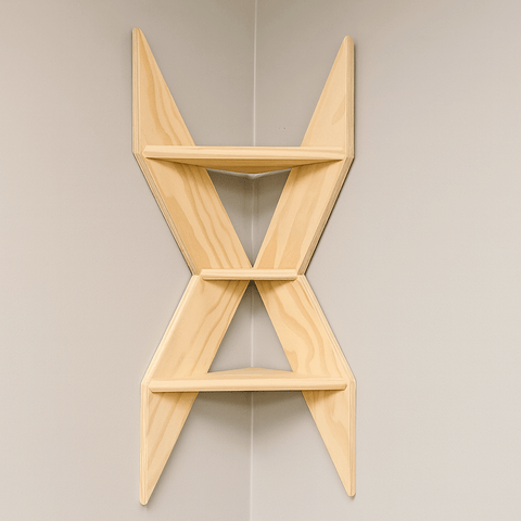 Modern Wooden Corner Shelf – Space Saving Wall Mounted Display Rack for Home & Office - Mini Wood Craft