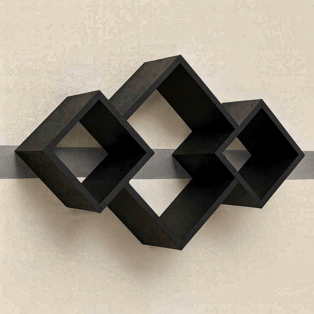 Modern Geometric Wall Shelf – White Decorative Wall Shelf | Floating Display Shelf for Home & Office Decor - Mini Wood Craft