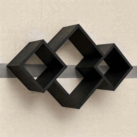 Modern Geometric Wall Shelf – White Decorative Wall Shelf | Floating Display Shelf for Home & Office Decor - Mini Wood Craft