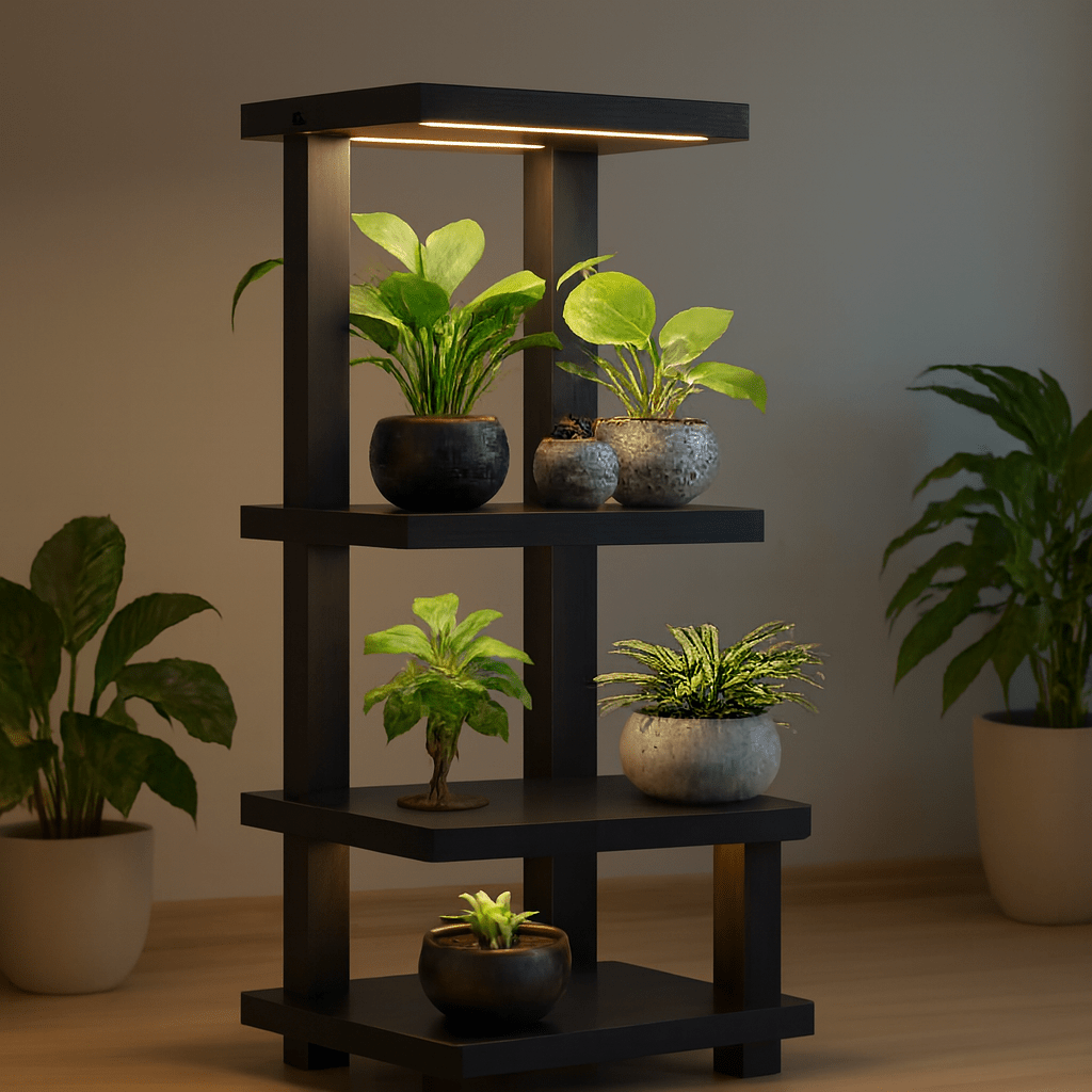 Perfectly Style Your Corner – Premium 4 - Tier Wooden Plant Stand for Modern Home Décor - Mini Wood Craft