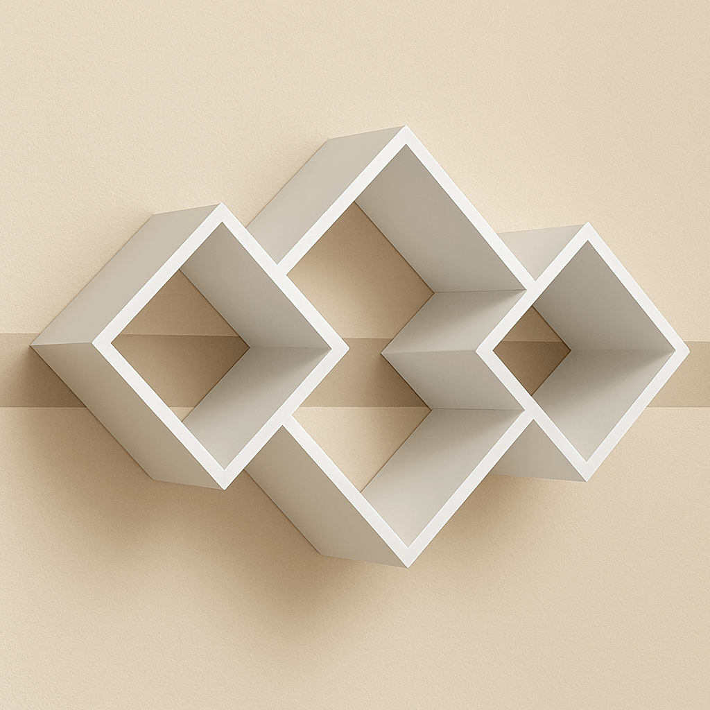 Modern Geometric Wall Shelf – White Decorative Wall Shelf | Floating Display Shelf for Home & Office Decor - Mini Wood Craft