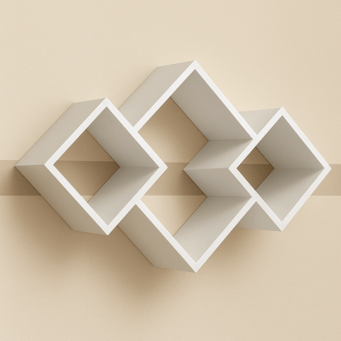 Modern Geometric Wall Shelf – White Decorative Wall Shelf | Floating Display Shelf for Home & Office Decor - Mini Wood Craft