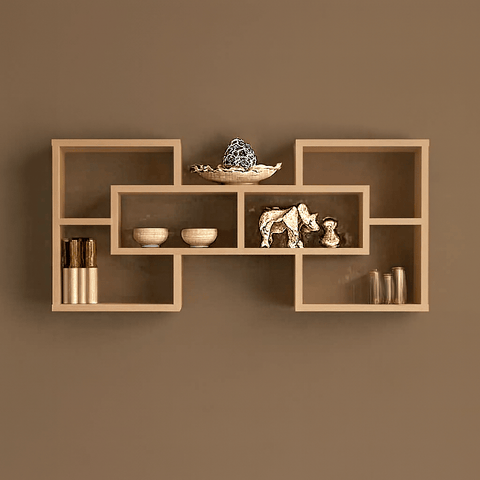 Modern Geometric Wall Shelf | Premium Wooden Floating Shelf for Home & Living Room Decor - Mini Wood Craft