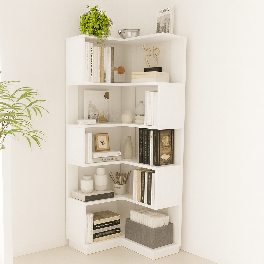 Premium Wooden Corner Bookshelf – Space - Saving Modern Display Rack | Home Décor Storage Shelf (Limited - Time Discount!) - Mini Wood Craft