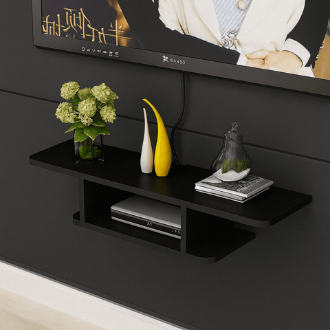 Floating TV Console Shelf | Laminated MDF Wall - Mounted Media Rack – White, Black & Brown - Mini Wood Craft