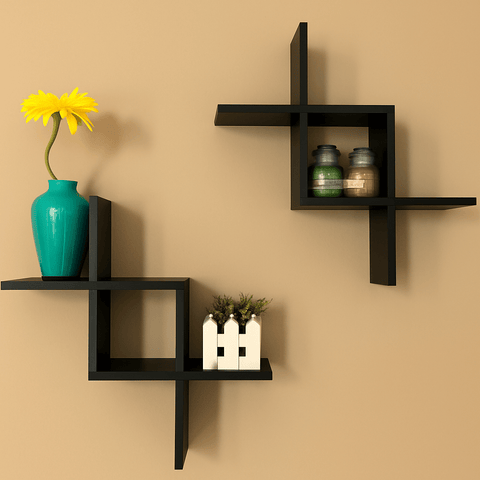 Buy Criss Cross Floating Wall Shelf Online in Pakistan | Modern Wooden Wall Rack – Mini Wood Craft - Mini Wood Craft
