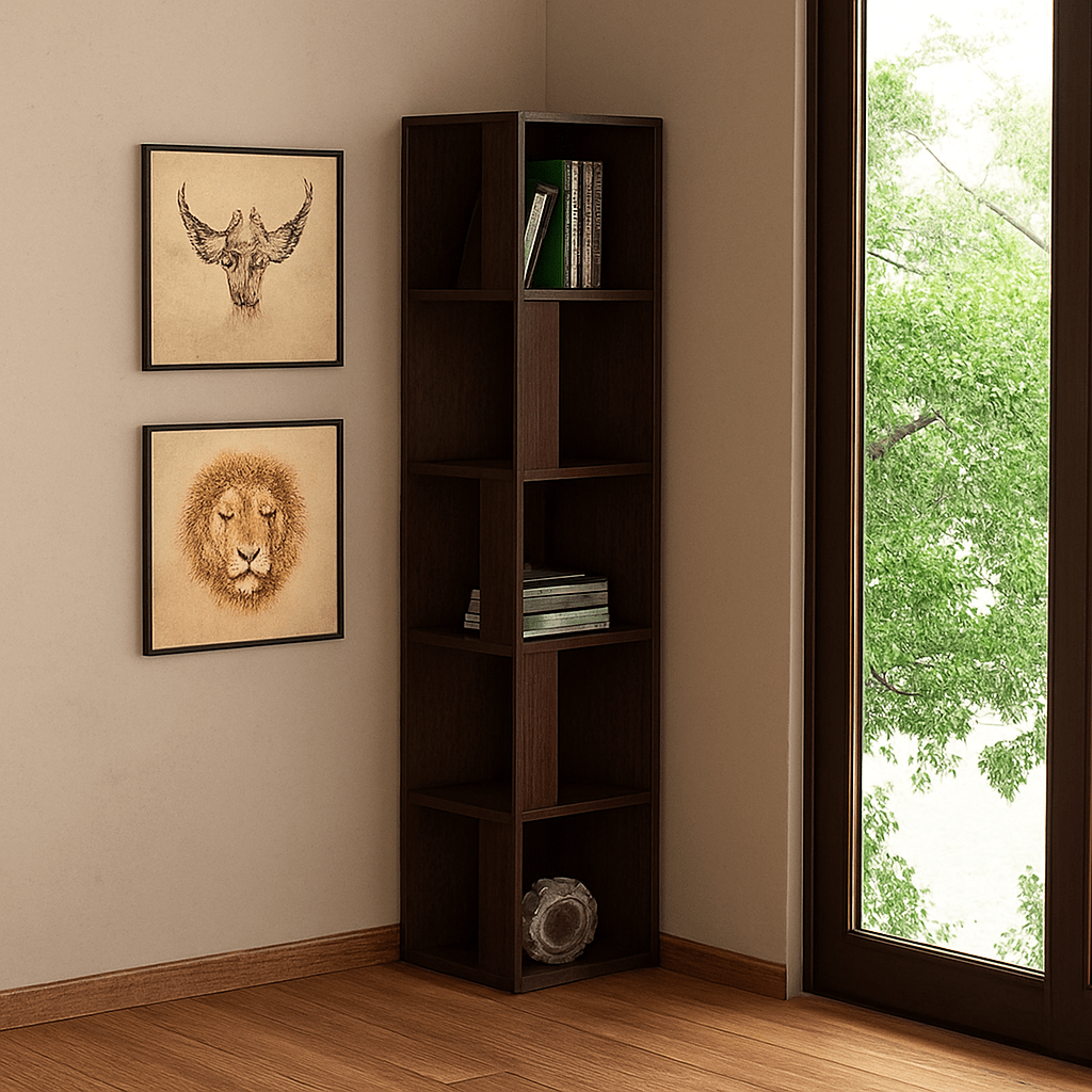 Premium Handcrafted Wooden Corner Shelf – Modern Wall Decor Rack | Space - Saving Storage Shelf for Living Room & Bedroom - Mini Wood Craft