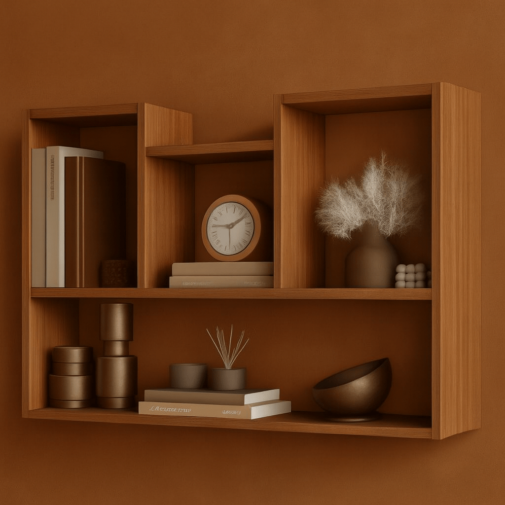 Modern Wall Mounted Wooden Shelf for Home Décor | Floating Display Rack for Living Room, Bedroom & Office – Available in White, Black, Brown & Beige - Mini Wood Craft