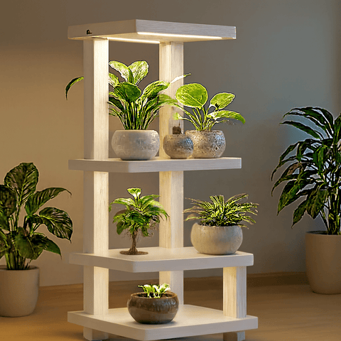 Perfectly Style Your Corner – Premium 4 - Tier Wooden Plant Stand for Modern Home Décor - Mini Wood Craft